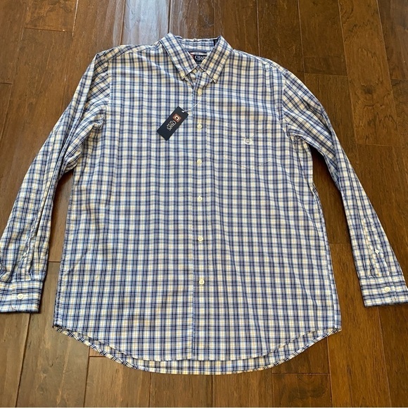 NWT Chaps Blue Yellow Plaid Long Sleeve Button Down L - Picture 2 of 5